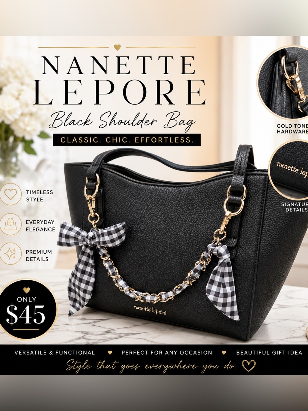 Nanette Lepore Black Shoulder Bag
